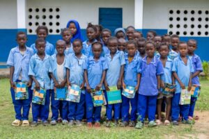 Some schoolchildren in Buma