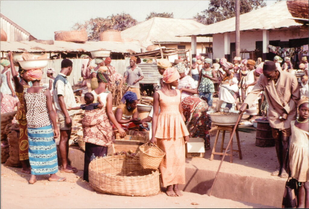 Image: View of a busy market in Freetown, Sierra Leone in 1968 (courtesy of the Harrisons)