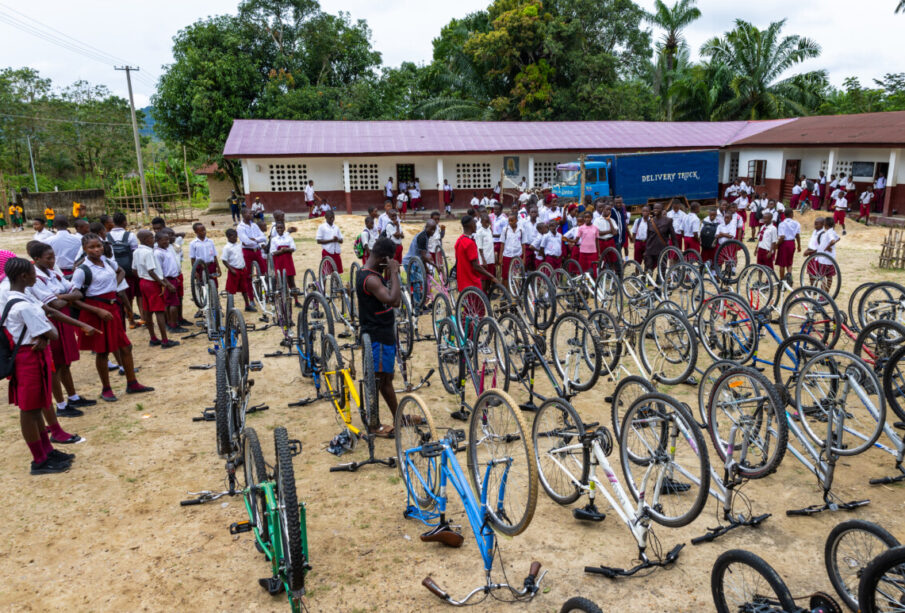 Pupils of the Seventh Day Adventist (SDA) secondary school in Makali, Konike Chiefdom in northern Sierra Leone, gathered at their school compound.